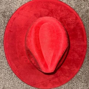 Red wide brim hat